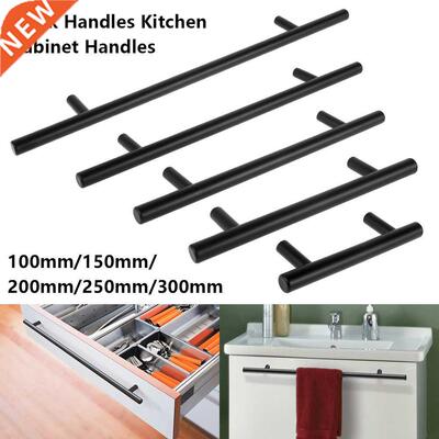 64-192mm Black Cabinet Handles Stainless Steel Closet Drawer