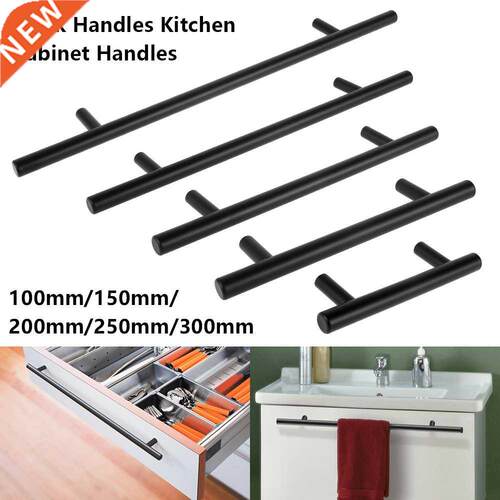 64-192mm Black Cabinet Handles Stainless Steel Closet Drawer