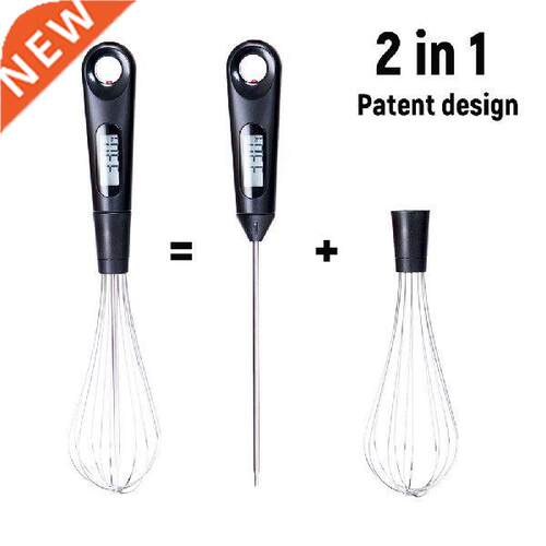 2 in 1 Digital Meat Thermometer Eggbeater Whisk Kitchen