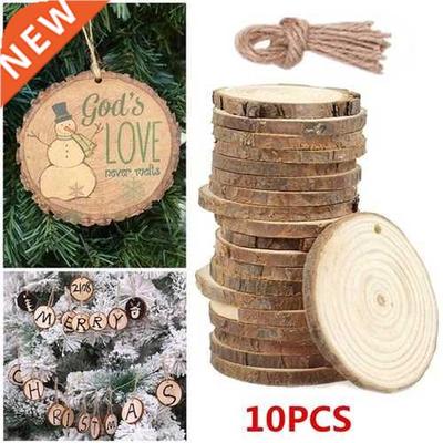 10pc Blank Christmas Xmas Tree Wood Log Slices Discs Cutout