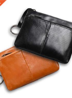Mini Purse for Men Wallet Women Genuine Leather Zipper Vinta