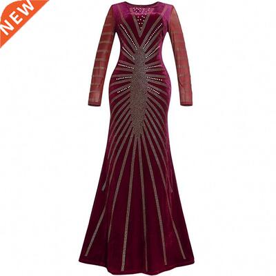 Velvet African Dresses For Women 2022 Spring Autumn Stripe A