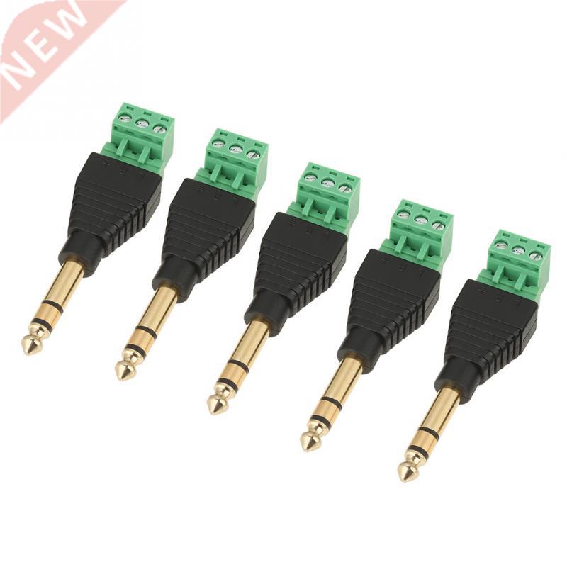 5 pcs 6.35mm 1/4 inch Green Stereo Audio Plug Terminal Adapt