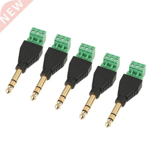 5 pcs 6.35mm 1/4 inch Green Stereo Audio Plug Terminal Adapt