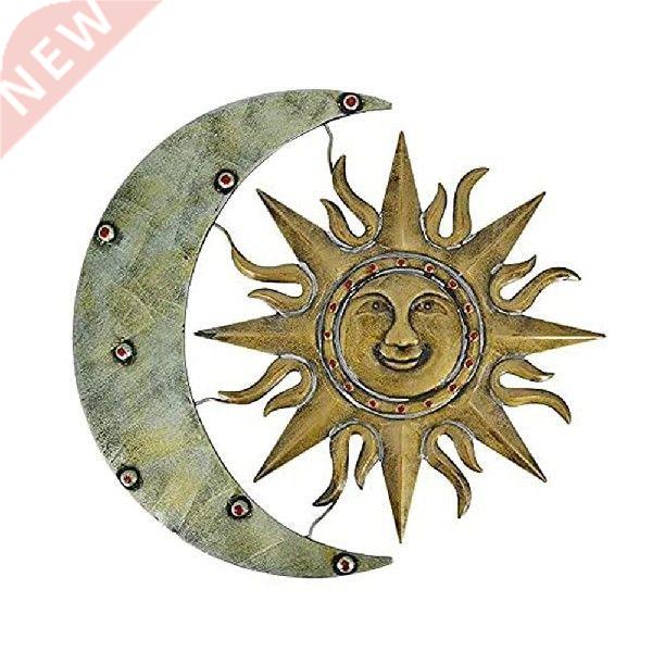 Bronze Antique Metal Sun Moon Face Sculpture Statue Wall