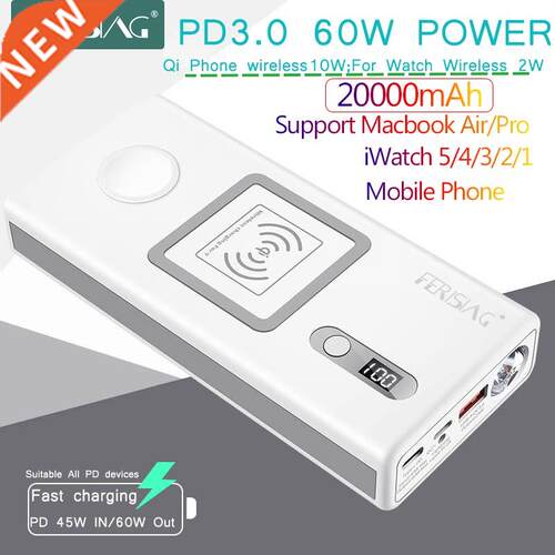 FERISING For iWatch Macbook Wireless PD3.0 60W Fast Charger