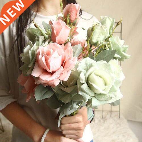 3 Heads Silk Flowers Rose Simulated Flower Home Decoration