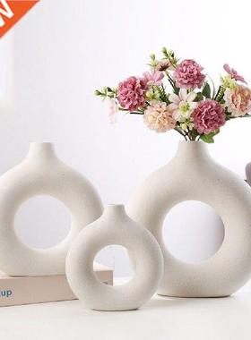 Doughnut Vase Nordic Modern Ring Shape Ceramic Donuts