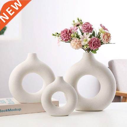 Doughnut Vase Nordic Modern Ring Shape Ceramic Donuts