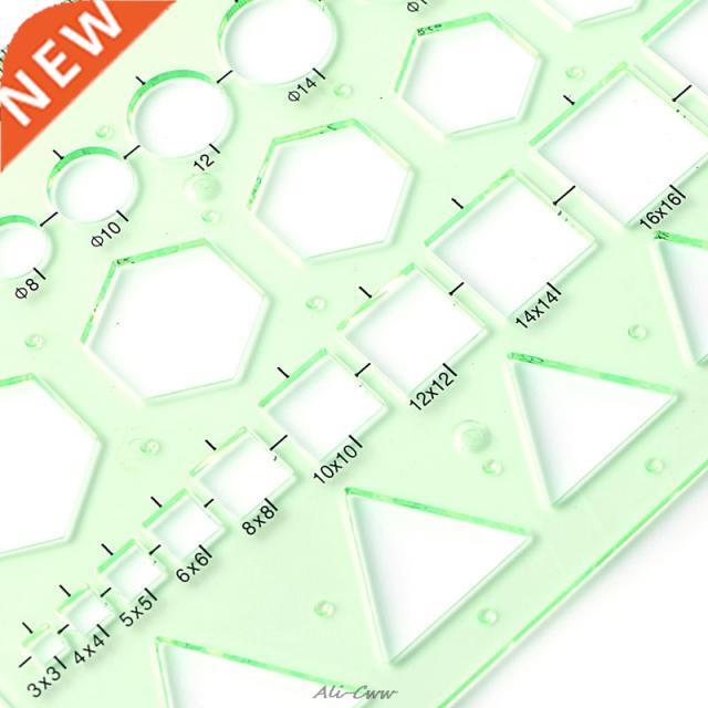 Plastic Circle Square Hexagon Geometric Template Ruler Stenc