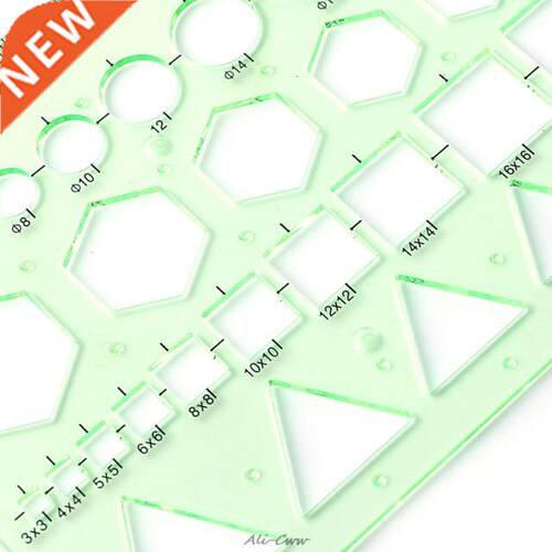 Plastic Circle Square Hexagon Geometric Template Ruler Stenc