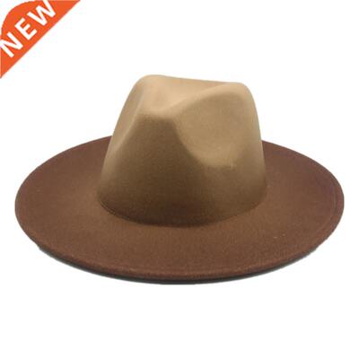 Fedora Hat Vintage Wide Brim Gradient Color Designed Panama