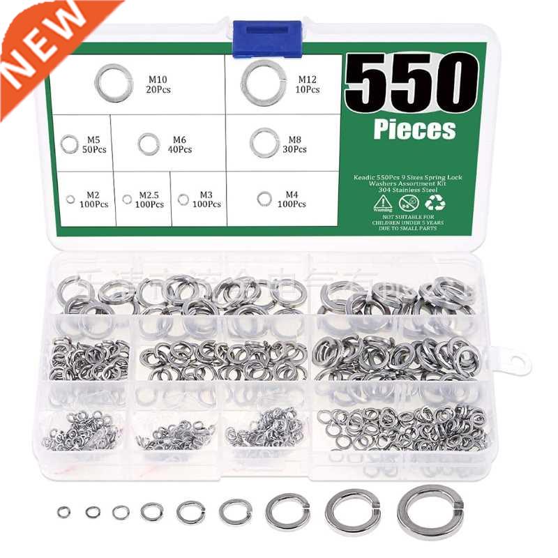 550pcs Metal Gasket Washer Assortment 9 Sizes M2 M2.5 M3 M4