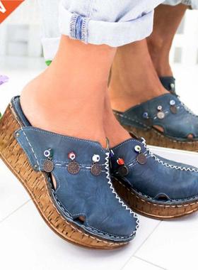 New Women Sandals Summer Flock Platform Shoes for Woman Hig