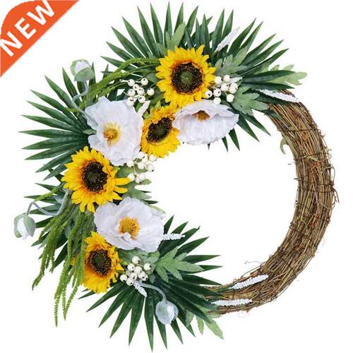 Artificial Sunflower Wreath, Autumn Fall Wreath For Front