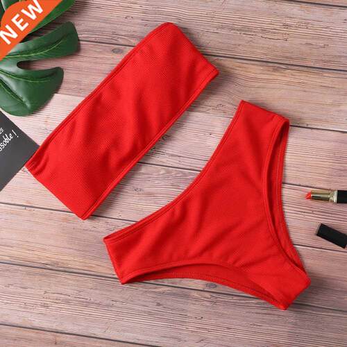 Padded Bikini 2022 Woman Two Piece Swimsuit Solid Swimwear S