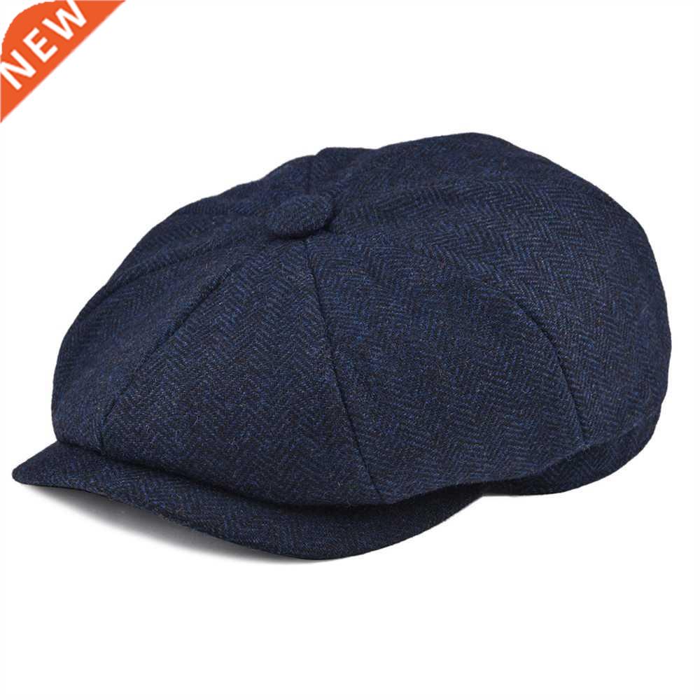 BOTVELA Wool Tweed Newsboy Cap Herringbone Men Women Gatsby