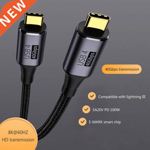 USB4 Type C to Type C Cable Thunderbolt 3 8K@60Hz 40Gbps Dat