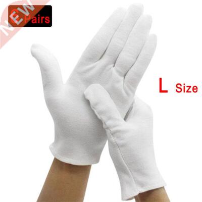 6 Pairs White Gloves Inspection Cotton Work Gloves Jewelry L