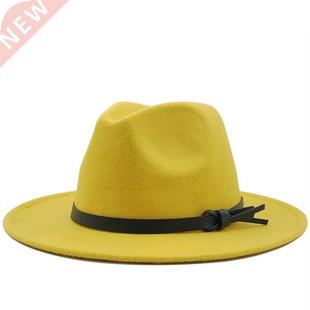 New Women Men Wool Fedora Hat With Leather Ribbon man Elegan