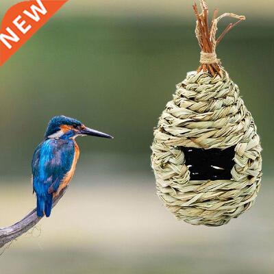 Hanging Humming Bird House Natural Hand Original Woven Hay