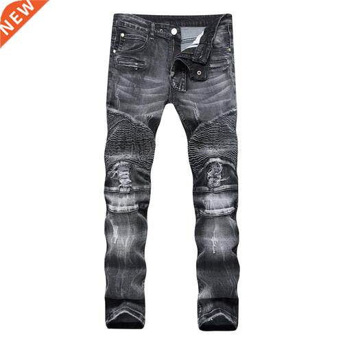 Trade Classic Retro Jeans Men Straight Slim Zipper Decoratio