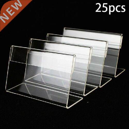 25Pcs Plastic Desk Sign Label Frame Acrylic L-shaped