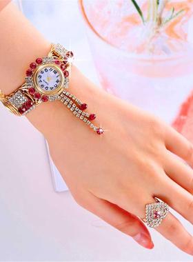 Top Brand Luxury Rhinestone Women Bracelet Watches with Ring