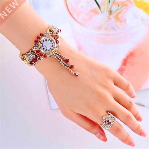 Top Brand Luxury Rhinestone Women Bracelet Watches with Ring