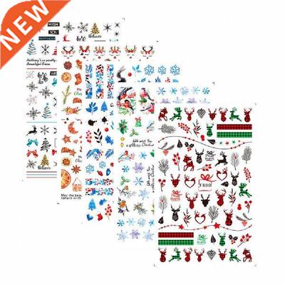5Pcs/Set Antler Snowflake Patterns Nail Sticker D Effects