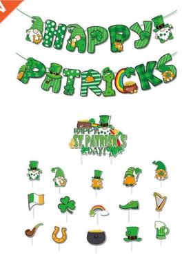 Saint Patricks Day Hanging Banner Cute Gnome Shamrock Cake T