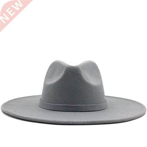 Wide Brim Fedora Hat For Women Solid Color Wool Felt Hat For