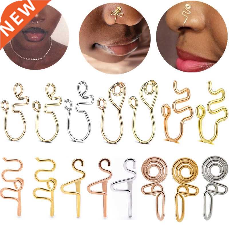 1PCS Stainless Steel Spiral Fake Nose Ring Cuff Non Piercing