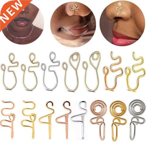 1PCS Stainless Steel Spiral Fake Nose Ring Cuff Non Piercing