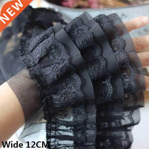 12CM Wide White Black Three Layers D Pleated Mesh Chiffon F