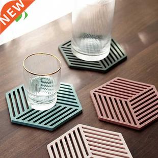 1PC Silicone Tableware Insulation Mat Coaster Cup Hexagon Ma