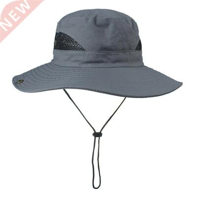Fisherman Hat Mesh Holes Wide Brim Sun Cap Breathable Hiking