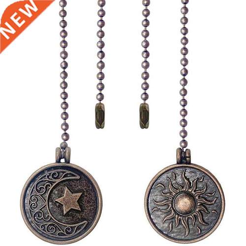 2Pcs Ceiling Fan Pull Chain Set Sun & Moon Pattern Pull