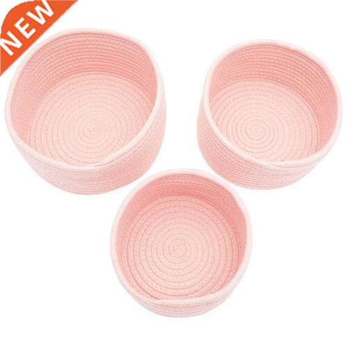 Cotton Woven Baskets for Storage, Pink Organizers Woven Bask