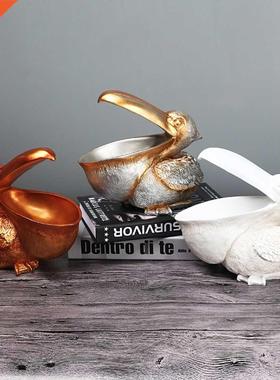 Resin Pelican Statue Key Candy Container Storage Animal