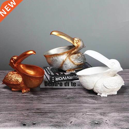 Resin Pelican Statue Key Candy Container Storage Animal