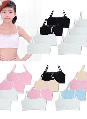 4pcs/set Lace Cotton Young Girls Training Bra Kids Vest Teen