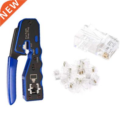 Ethernet RJ45 Pass Through Crimping Tool Bundle with CAT6 RJ