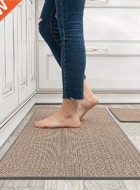 Door Mat Washable Kitchen Floor Linen Mats Plaid Print