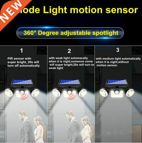 LED Solar Lights Outdoor Garden Yard 3 Head PIR Motion Senso