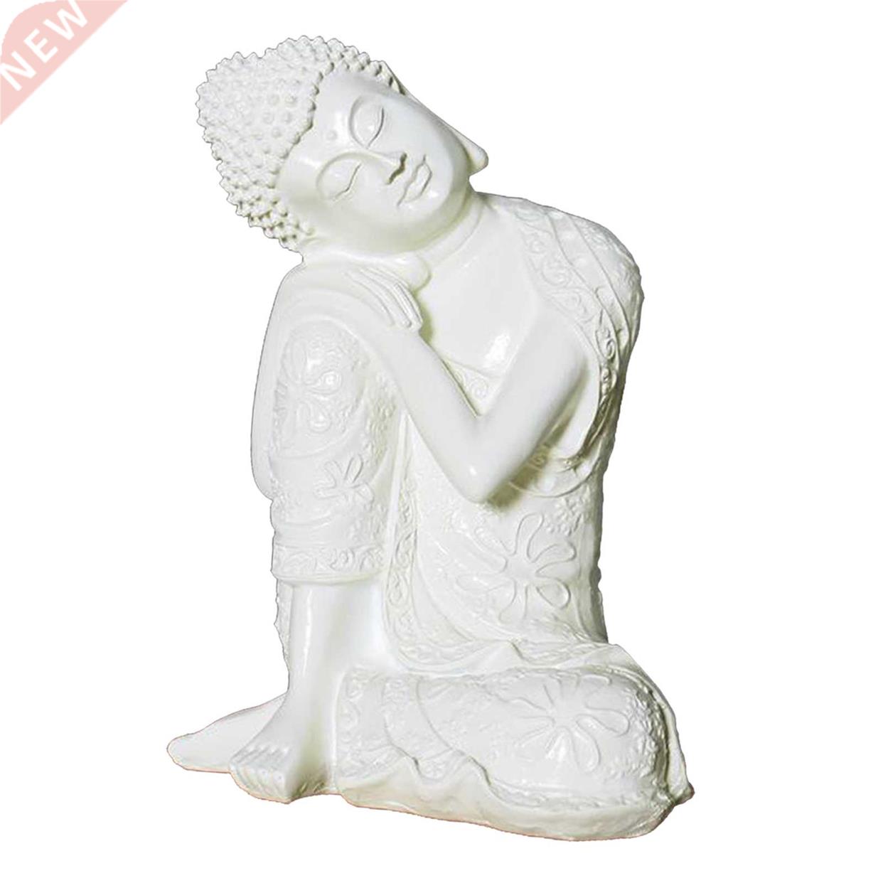 White 23cm Resin Sleeping Buddha Statue Sitting Resting