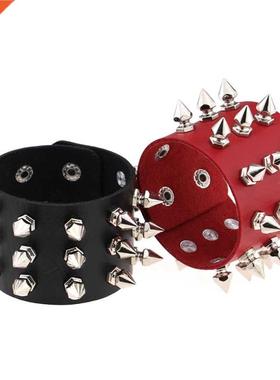 Punk Gothic Rock Cuspidal Spikes Rivet Cone Stud Wide Leathe