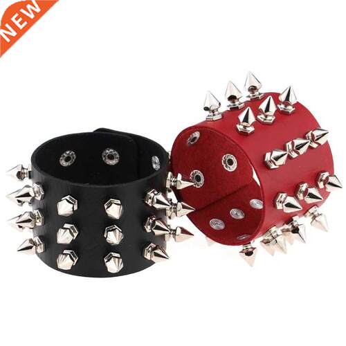 Punk Gothic Rock Cuspidal Spikes Rivet Cone Stud Wide Leathe