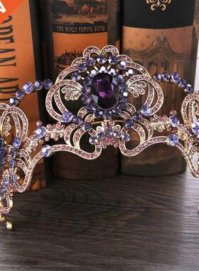 Baroque Purple Crystal Beauty Princess Crown Tiaras Magnific