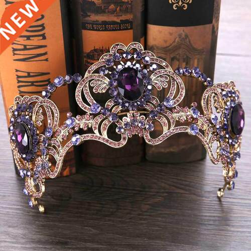Baroque Purple Crystal Beauty Princess Crown Tiaras Magnific